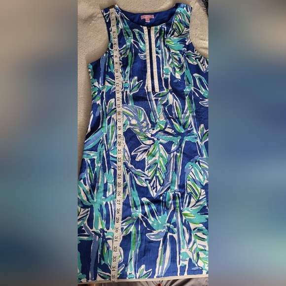 Lilly Pulitzer Penelope Blue Crush Bamboo Zip Cut Out Shift Dress Size 12 - Picture 7 of 7